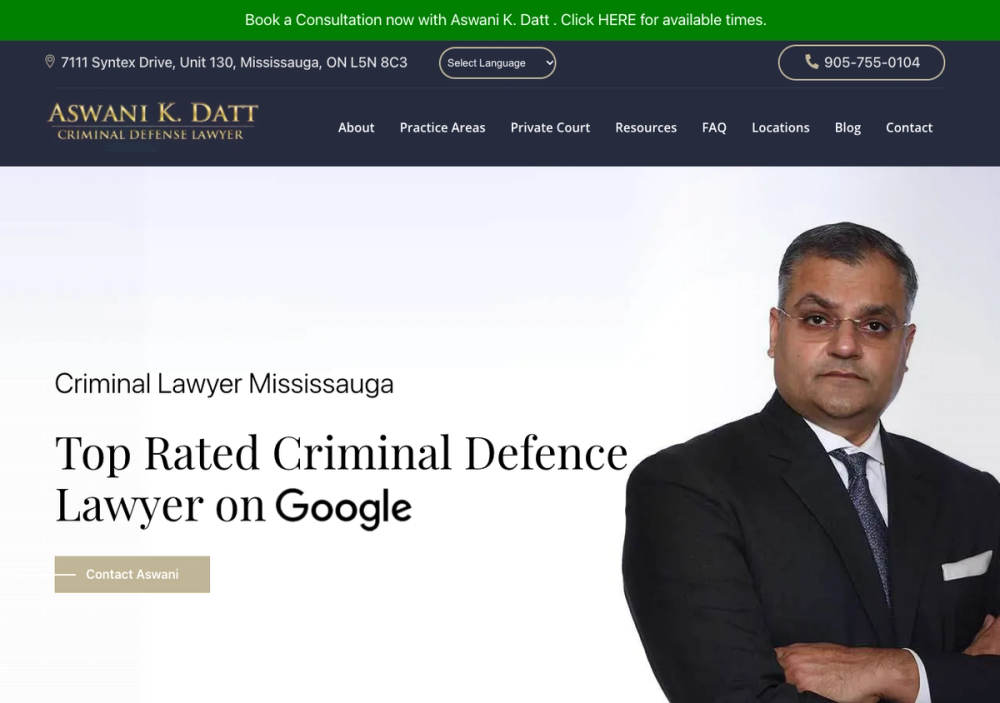 Aswani K. Datt, Criminal Defense Lawyer 官网首页截图