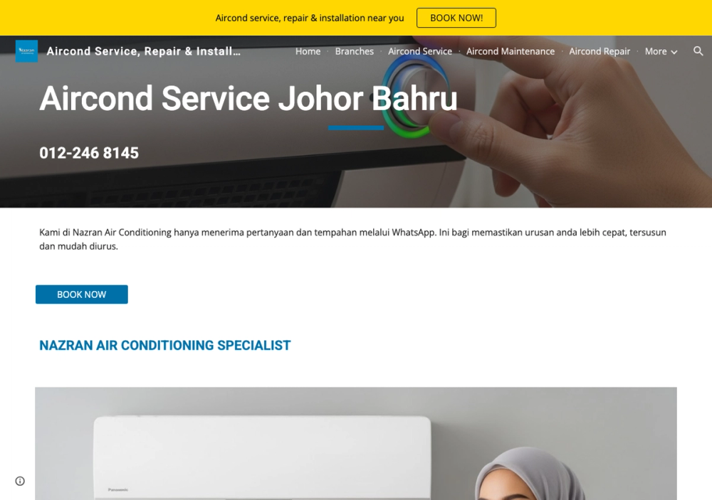 AIRCOND SERVICE JOHOR BAHRU 官网首页截图