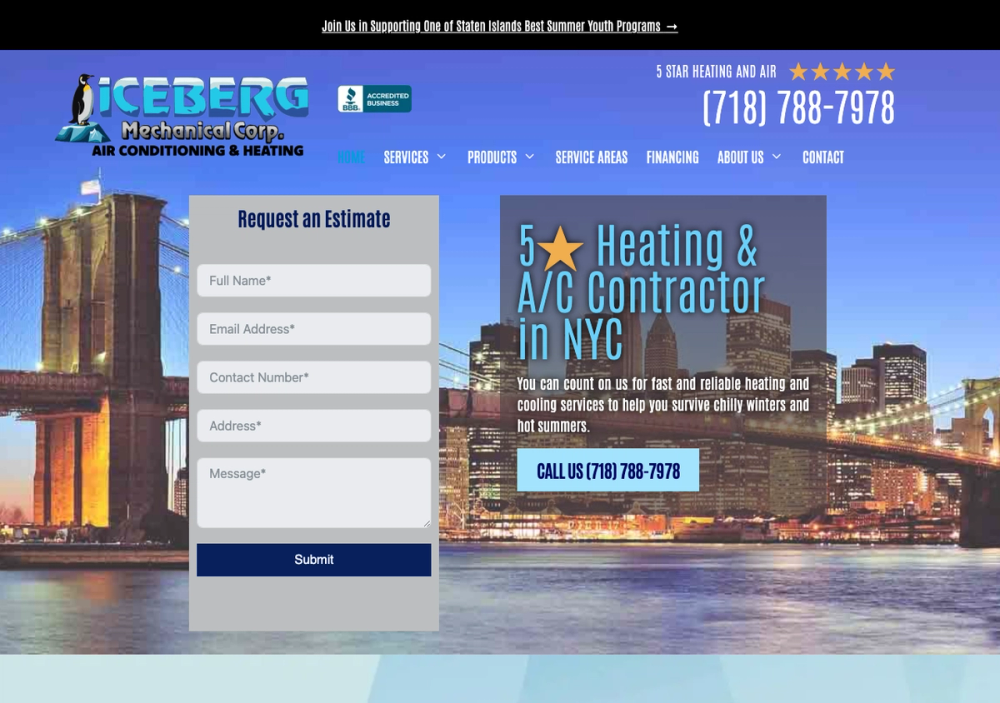 Iceberg Mechanical Corp 官网首页截图