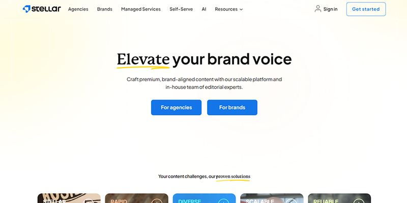 Stellar content landing page