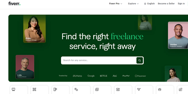 Fiverr landing page