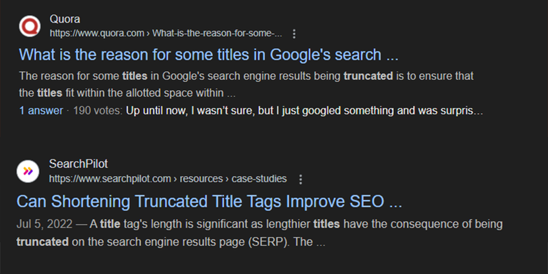 Truncated titles