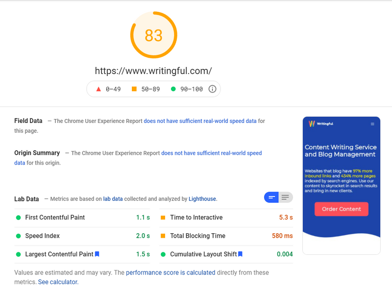 PageSpeed Insight on mobile