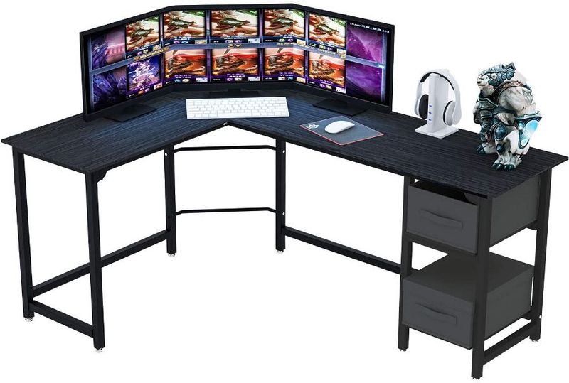L Shaped Gaming Desk with drawers