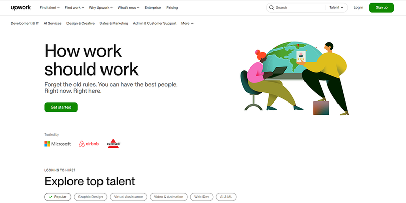 Upwork landing page