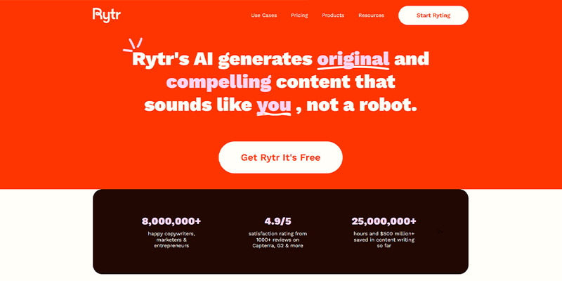 Rytr landing page