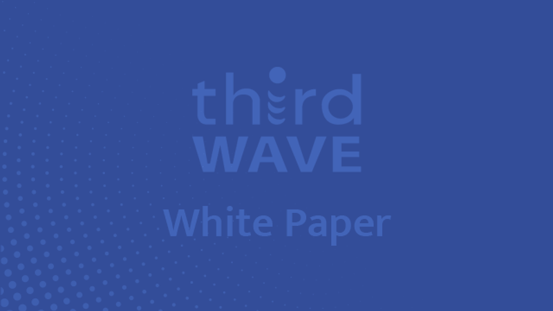Blue cover graphic with dotted pattern and the text “third WAVE White Paper” in the center.