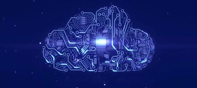 Glowing blue cloud icon made of electronic circuits on a dark blue digital background