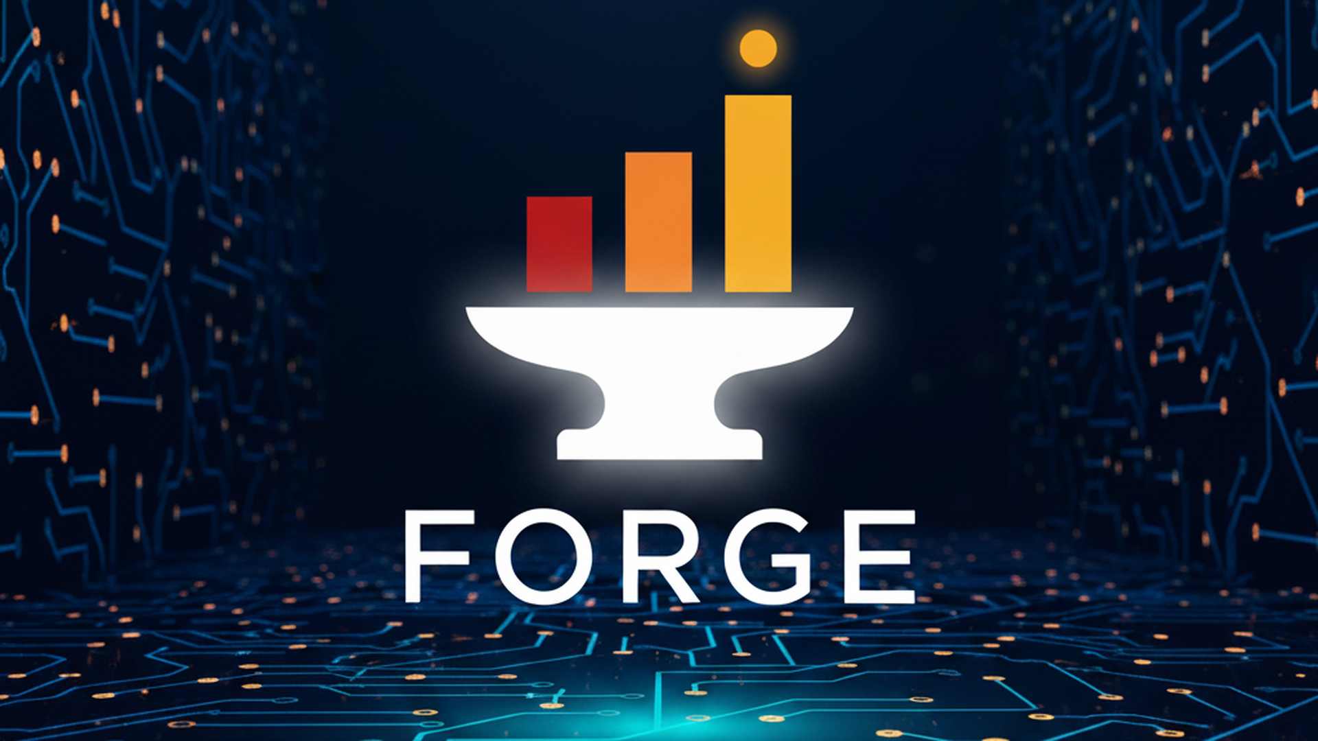 Third Wave Forge AI Agent for SAP Business One — logo set against a glowing blue neural-network and circuit-board matrix on a deep navy background