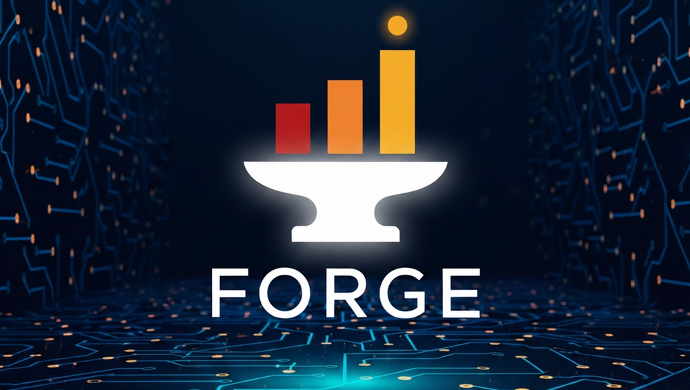 Third Wave Forge AI Agent for SAP Business One — logo set against a glowing blue neural-network and circuit-board matrix on a deep navy background