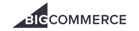 BigCommerce logo with bold text and a dark triangular shape behind the word BIG