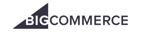 BigCommerce logo with bold text and a dark triangular shape behind the word BIG