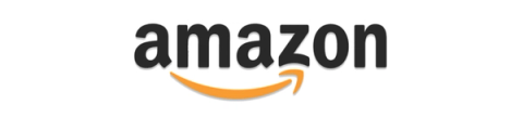 Amazon logo with black lowercase text and a curved orange arrow underlining the word