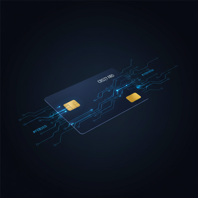 A credit card with abstract financial data flow lines representing payment processing
