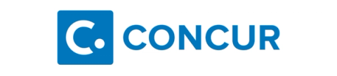 Blue Concur logo with a stylized white C in a square followed by the word CONCUR in blue text