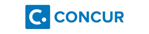 Blue Concur logo with a stylized white C in a square followed by the word CONCUR in blue text