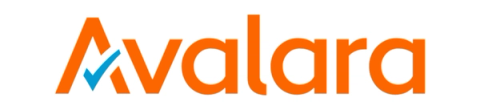 Avalara logo with stylized orange text and blue checkmark integrated into the letter A