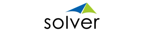 Solver logo with blue and green triangular shapes above the word “solver” in black lowercase letters