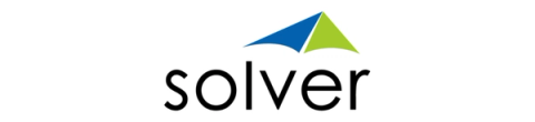 Solver logo with blue and green triangular shapes above the word “solver” in black lowercase letters