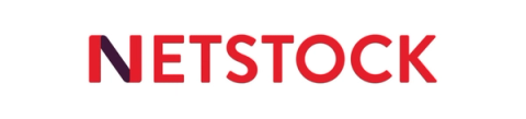 NETSTOCK logo with bold red letters and a stylized N on a white background