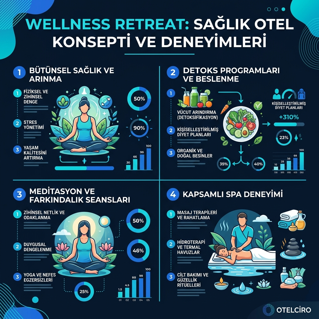 Wellness Retreat Sağlık Otel Konsept İnfografiği