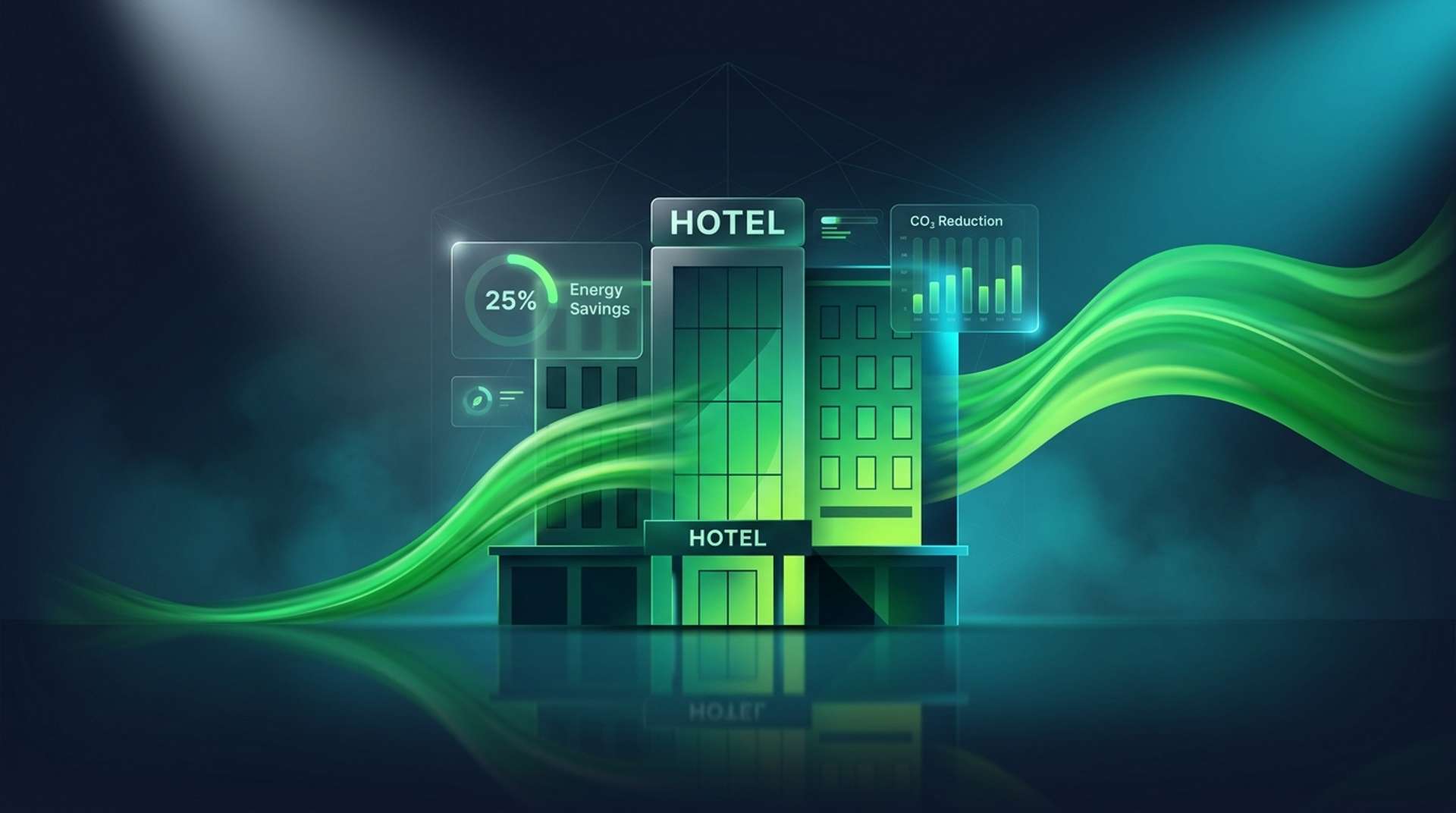 Sürdürülebilir otelcilik ve yeşil sertifikalar infografiği