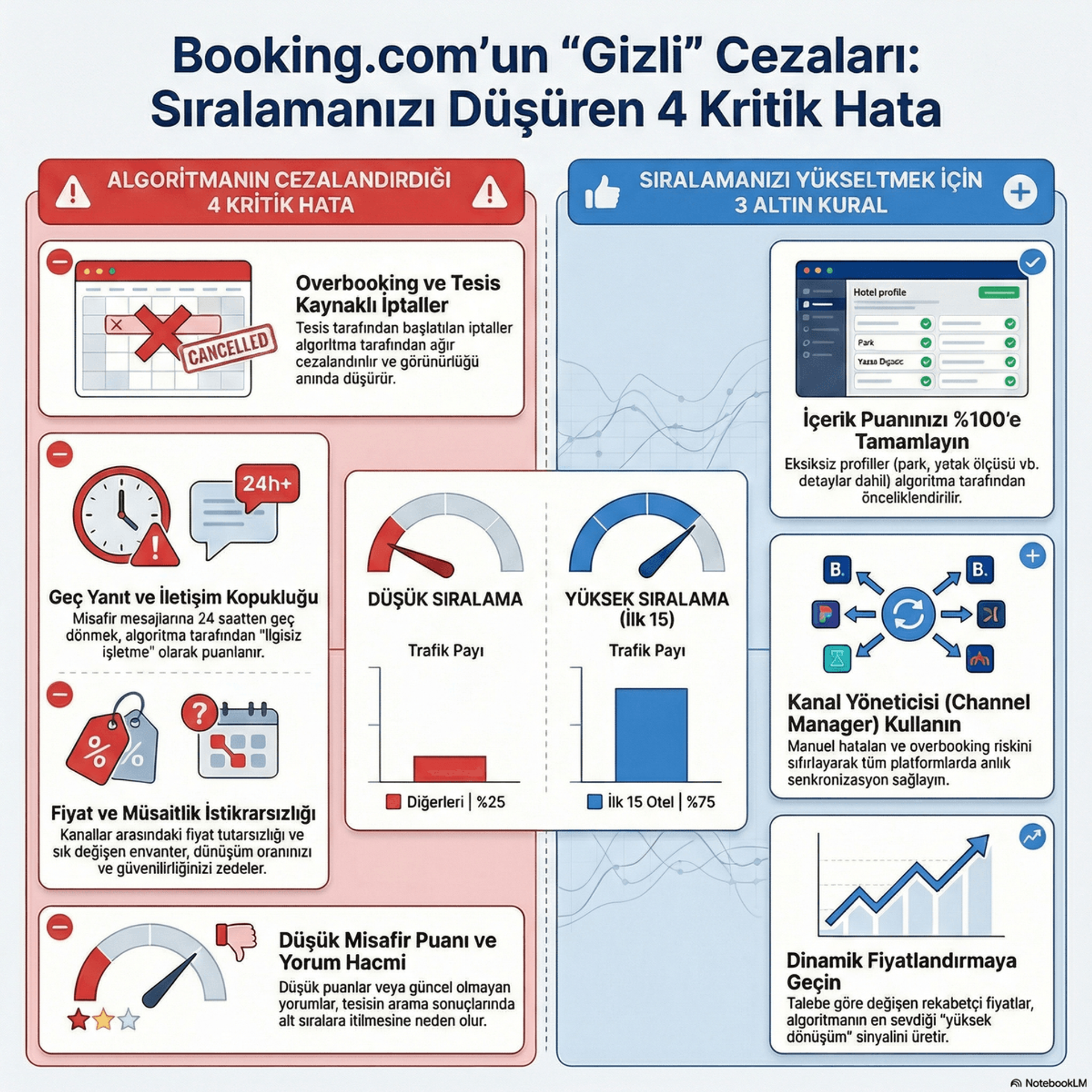 Booking.com'un Gizli Cezaları: Sıralamanızı Düşüren 4 Kritik Hata