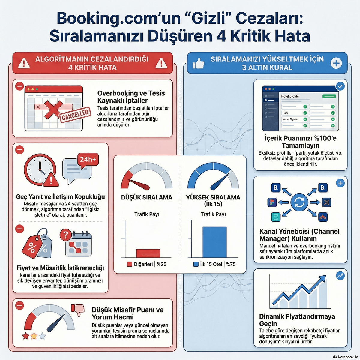 Booking.com'un Gizli Cezaları: Sıralamanızı Düşüren 4 Kritik Hata
