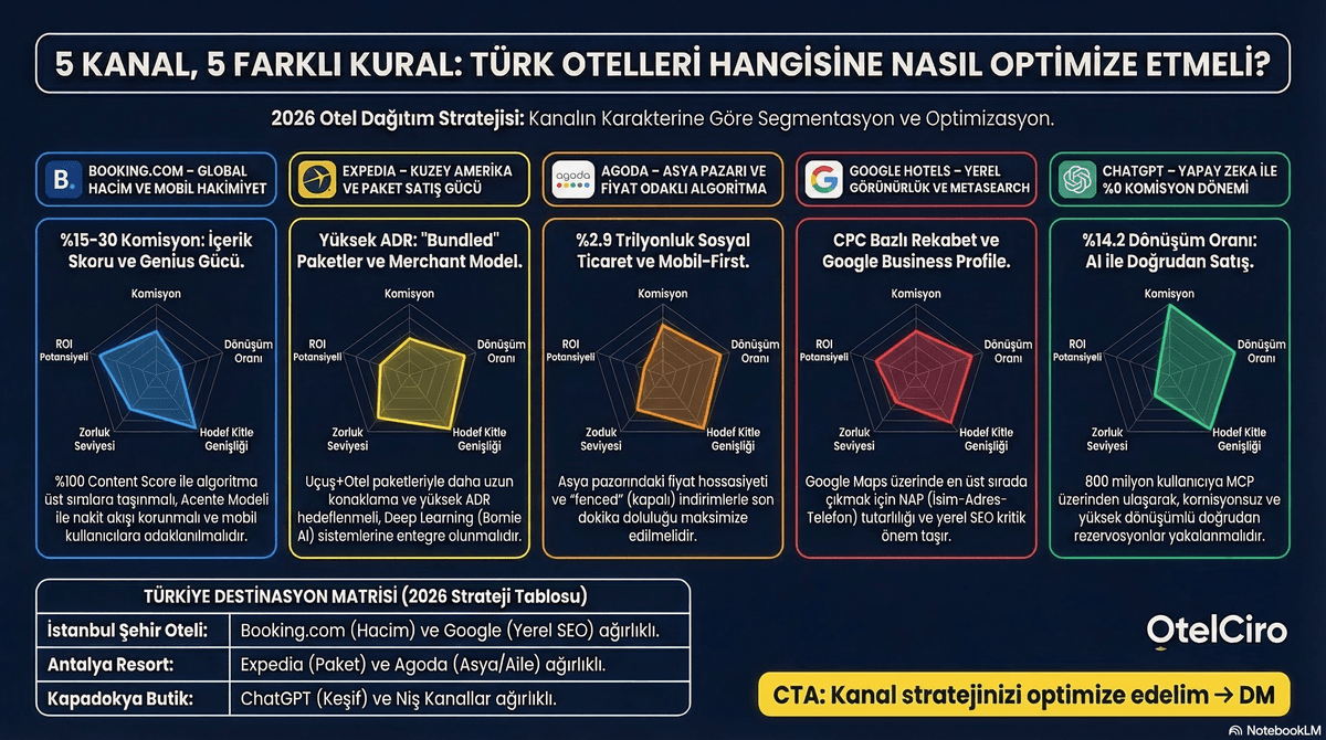 5 Kanal, 5 Farklı Kural: Türk Otelleri Hangisine Nasıl Optimize Etmeli?