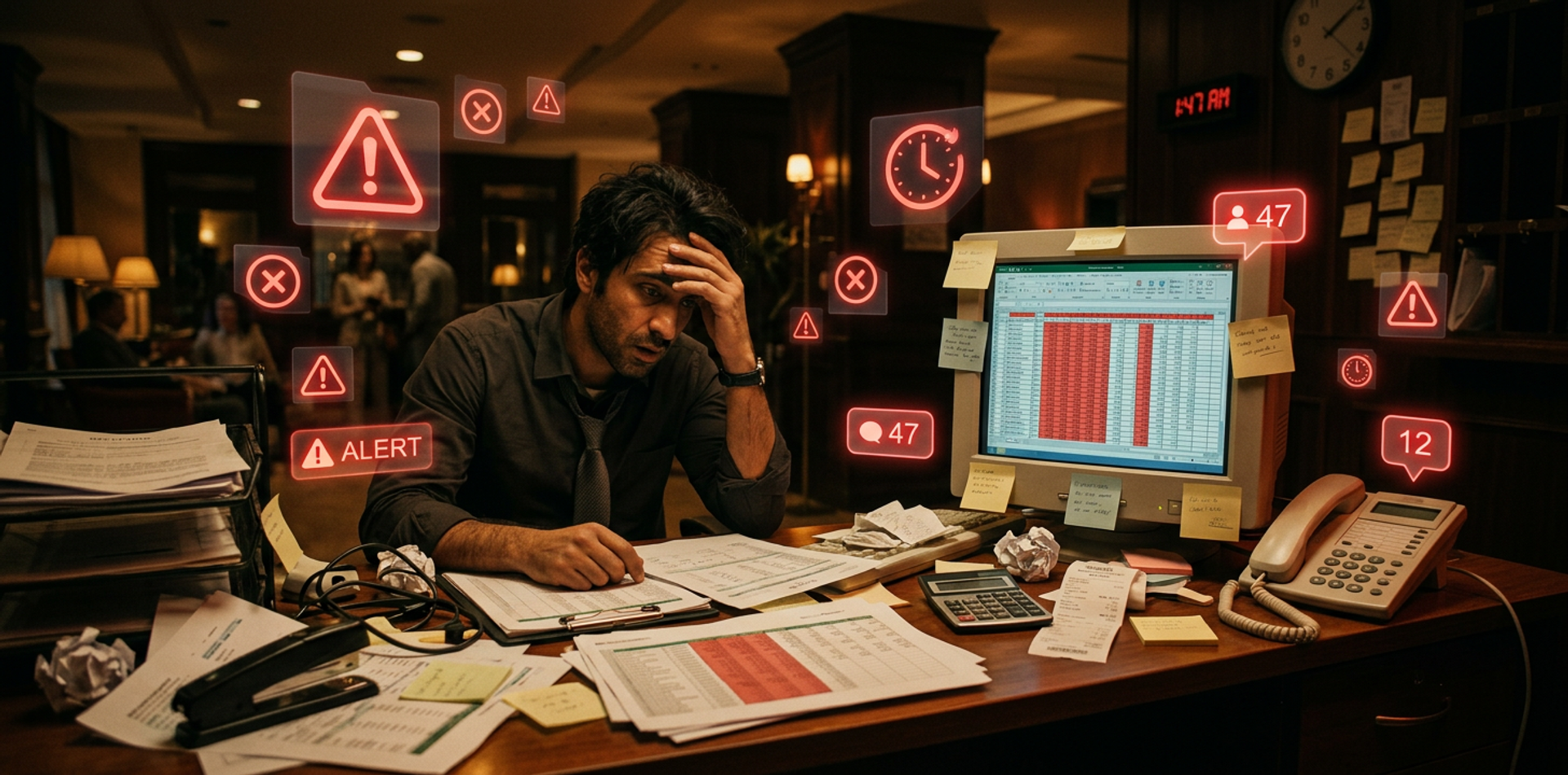 Geleneksel otel yönetiminin karmaşıklığı — dağınık veriler ve manuel süreçler