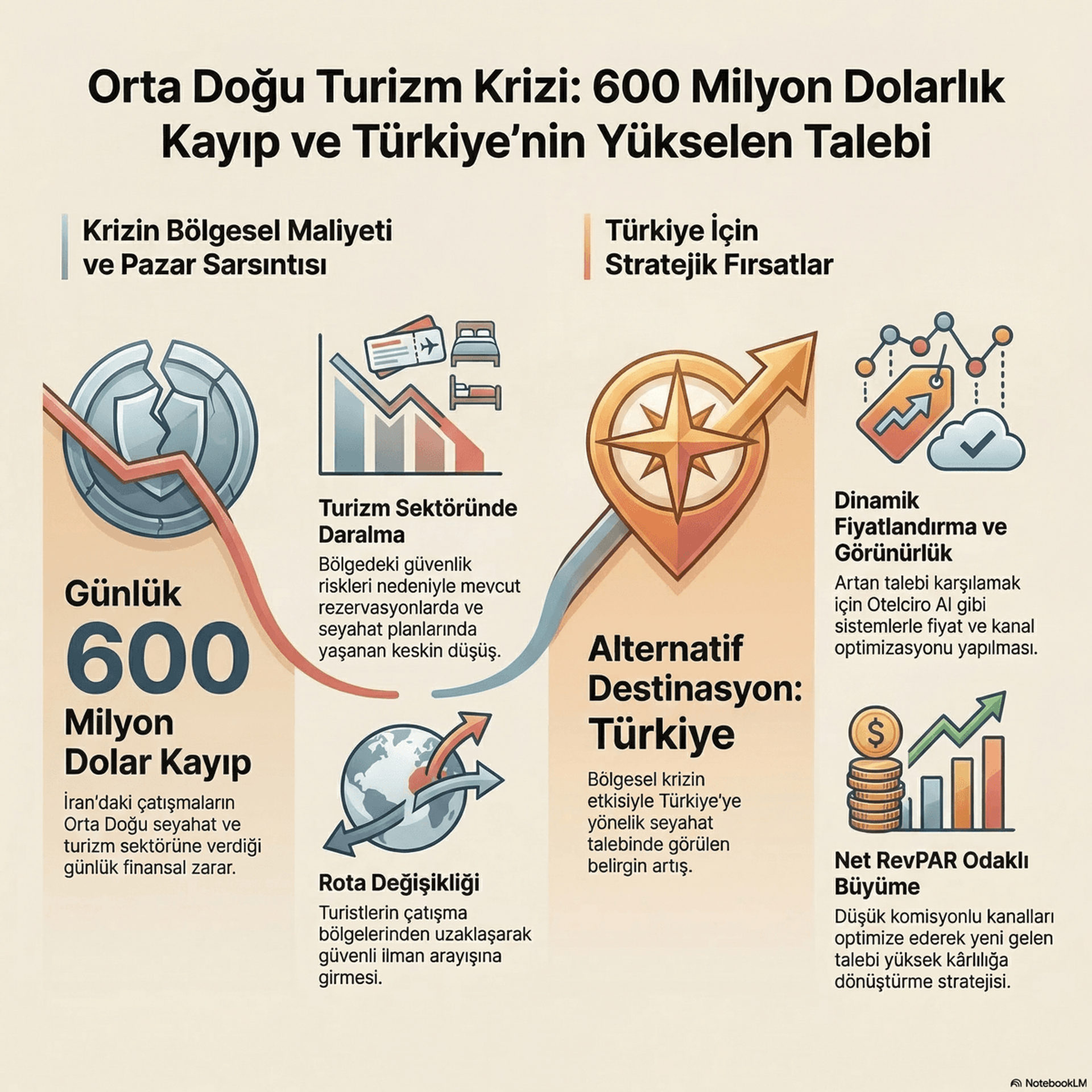 Orta Doğu turizm krizi 600 milyon dolar kayıp ve Türkiye fırsatı infografik