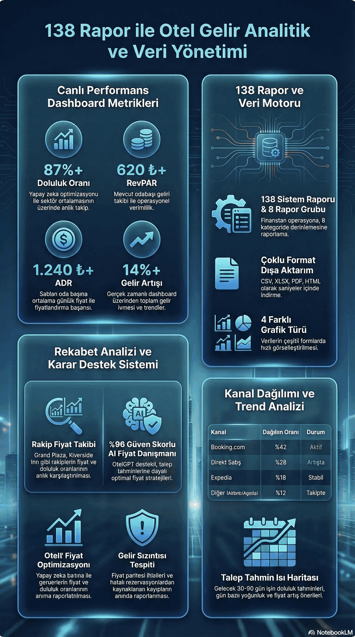 Otel gelir raporlama ve analitik panosu