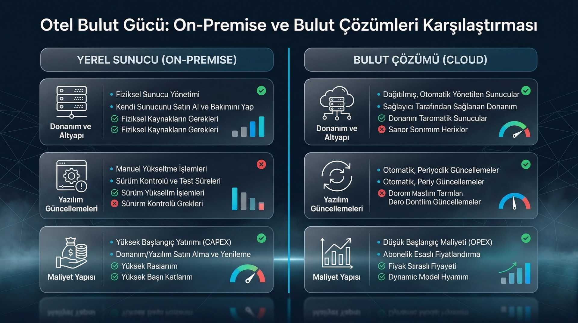 Otel Bulut Göçü: On-Premise vs Cloud Karşılaştırması