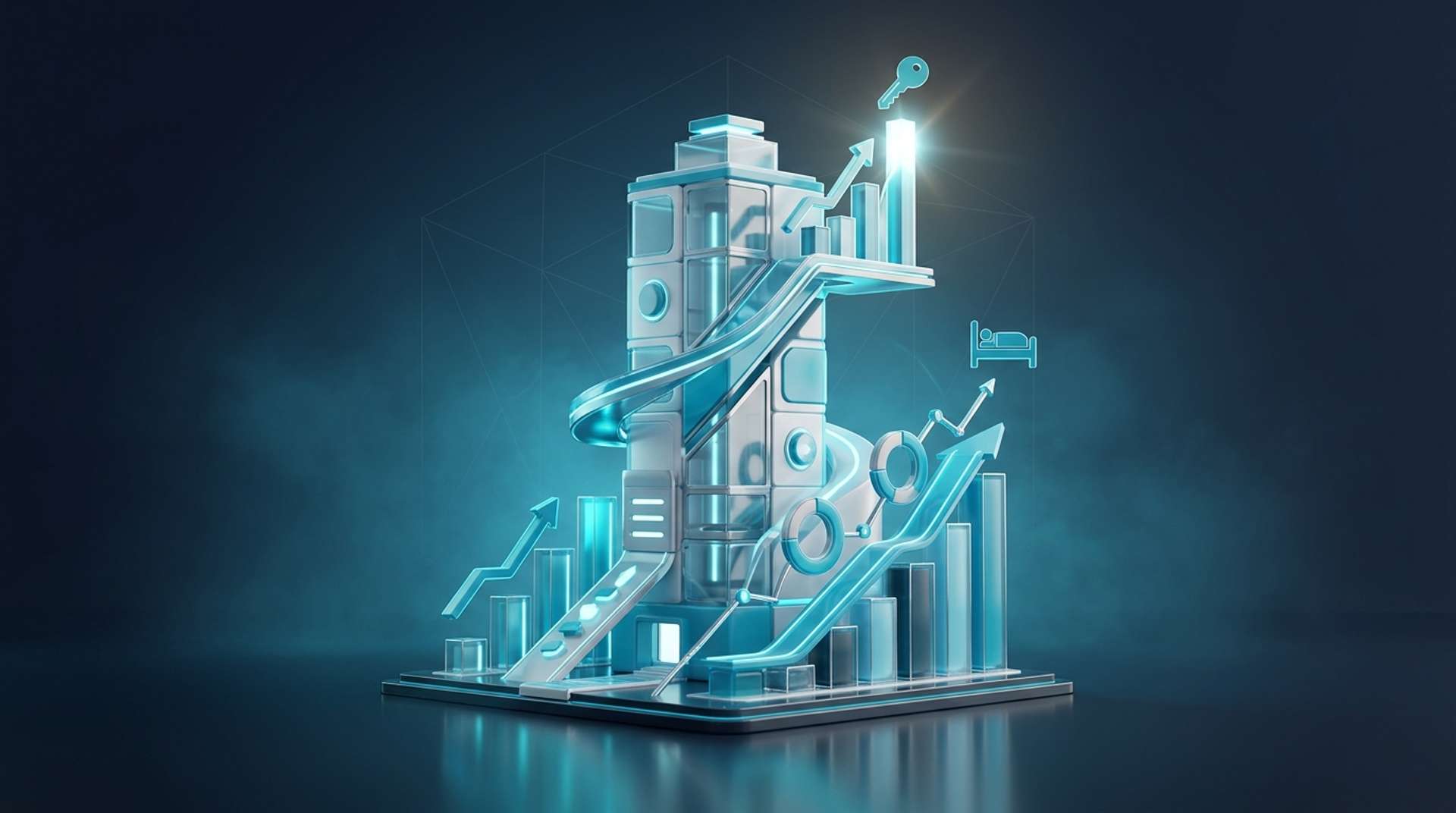 Doluluk oranı ve RevPAR karşılaştırması ve metrik piramidi infografiği