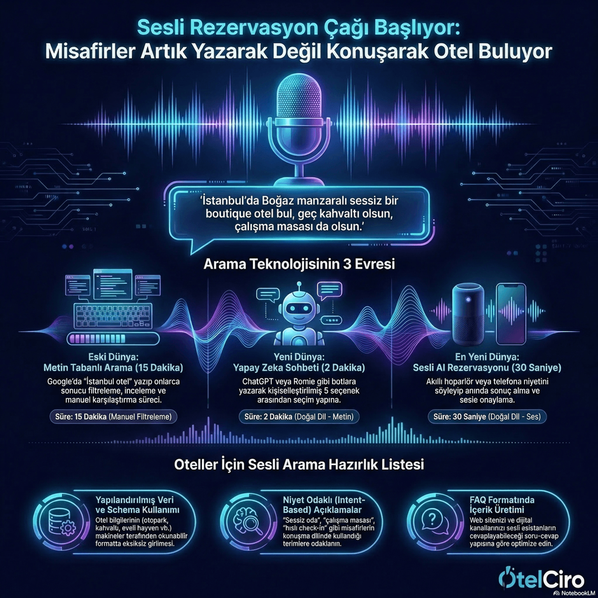 Voice search and hotel reservation evolution infographic