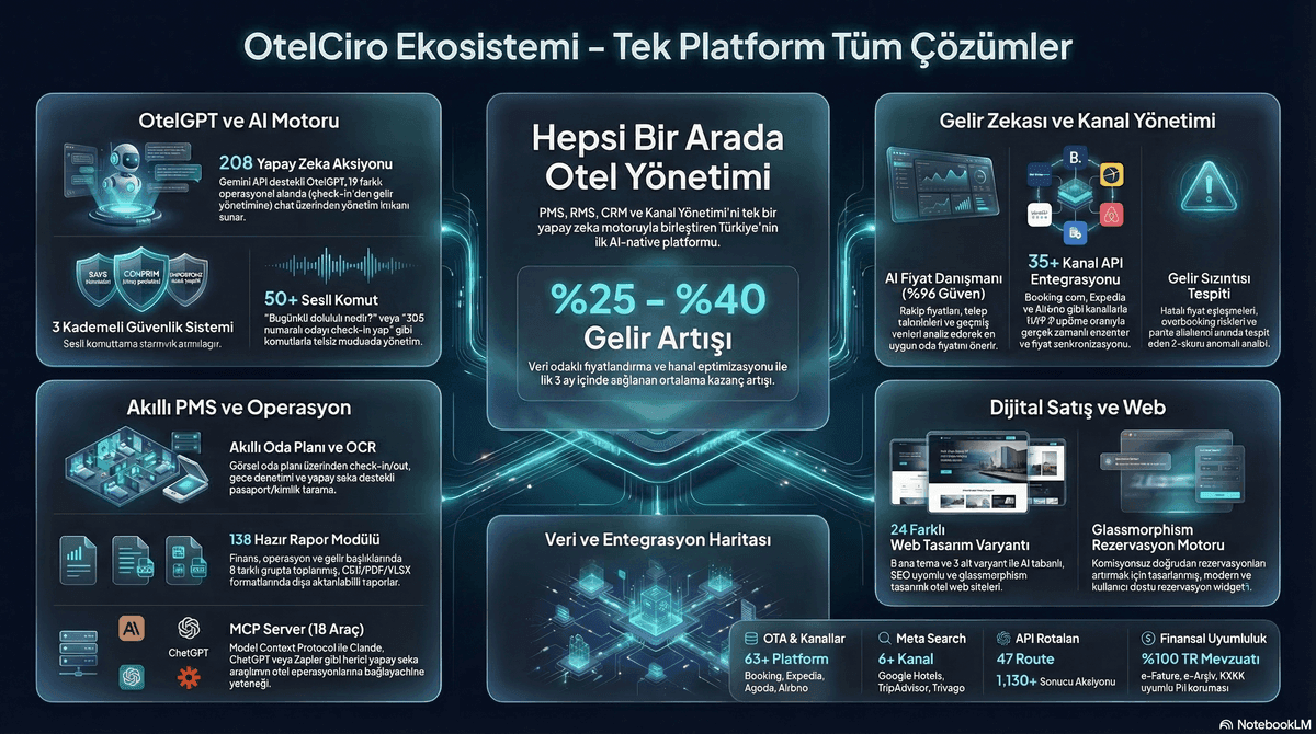 OtelCiro ekosistemi hepsi bir arada platform görünümü