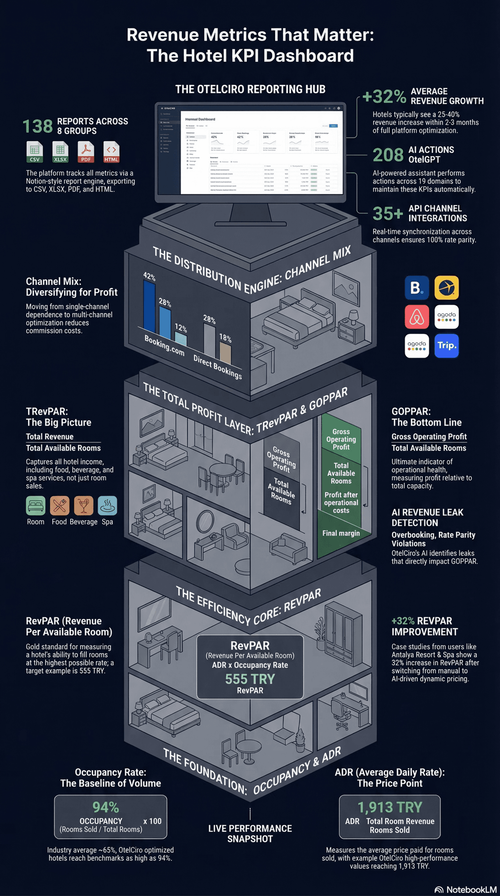 Otel Gelir Metrikleri ve KPI Rehberi: RevPAR'dan GOPPAR'a Tam Kılavuz