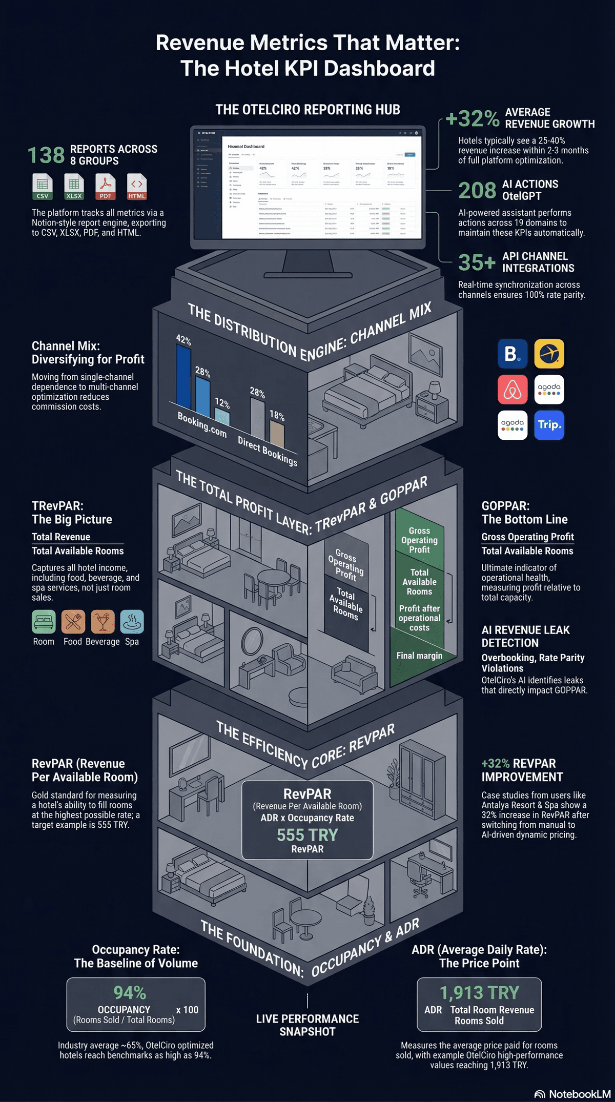 Otel Gelir Metrikleri ve KPI Rehberi: RevPAR'dan GOPPAR'a Tam Kılavuz