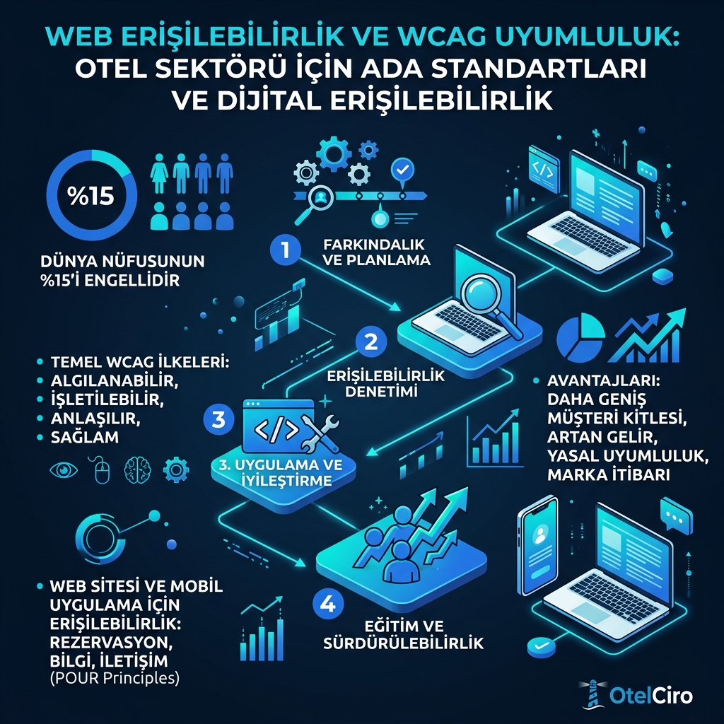 WCAG Uyumluluk Otel Web Erişilebilirliği İnfografiği