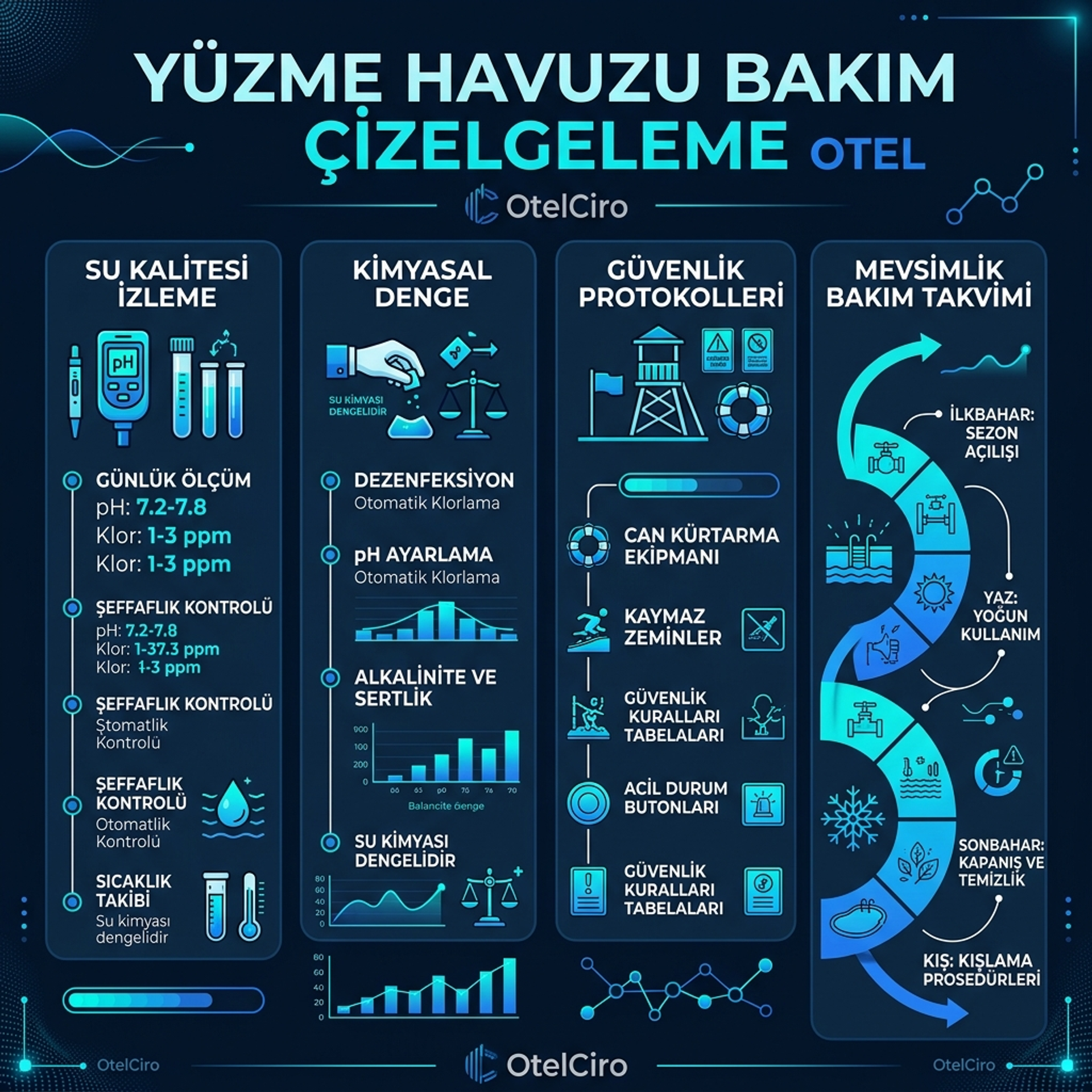 Yüzme Havuzu Bakım Çizelgeleme İnfografiği