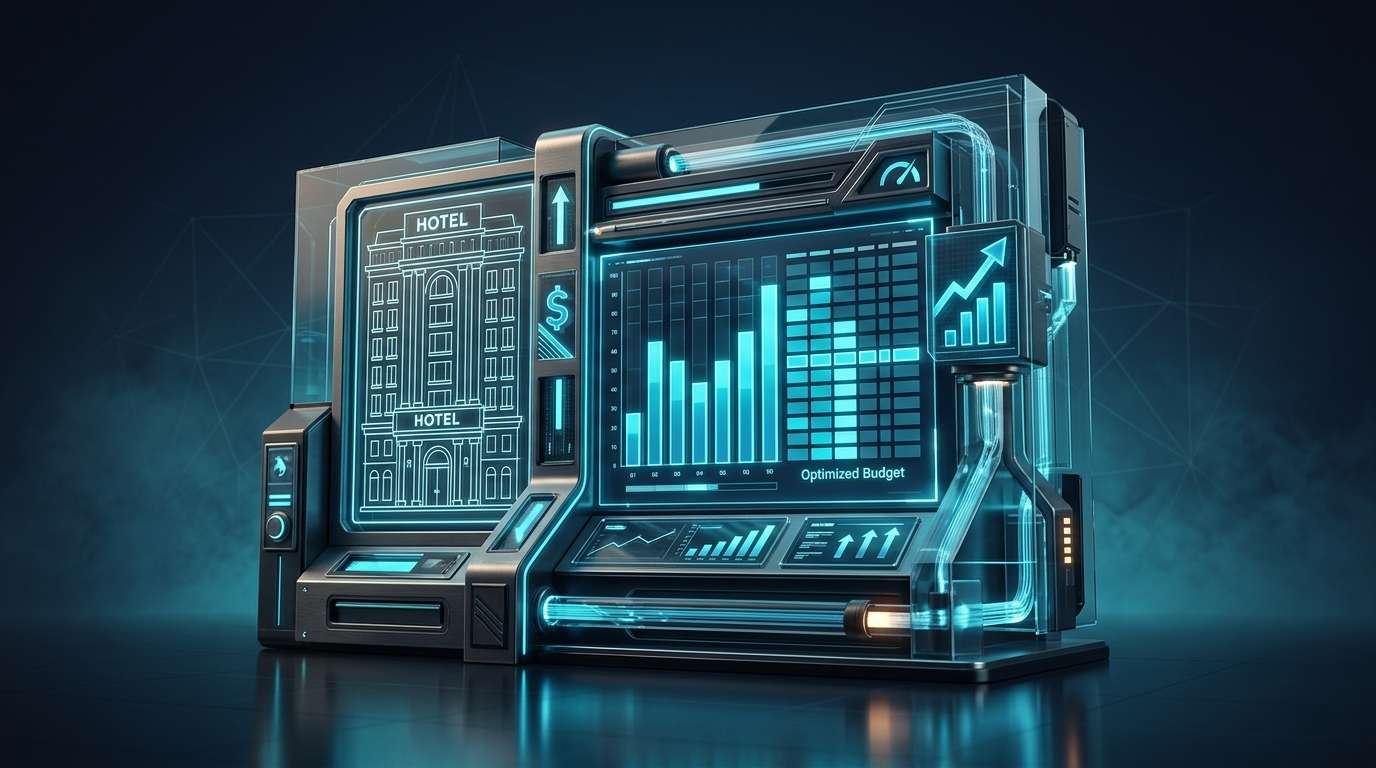 Otel Google Ads PPC kampanya stratejisi infografik — kampanya yapısı, anahtar kelime grupları ve bütçe dağılımı