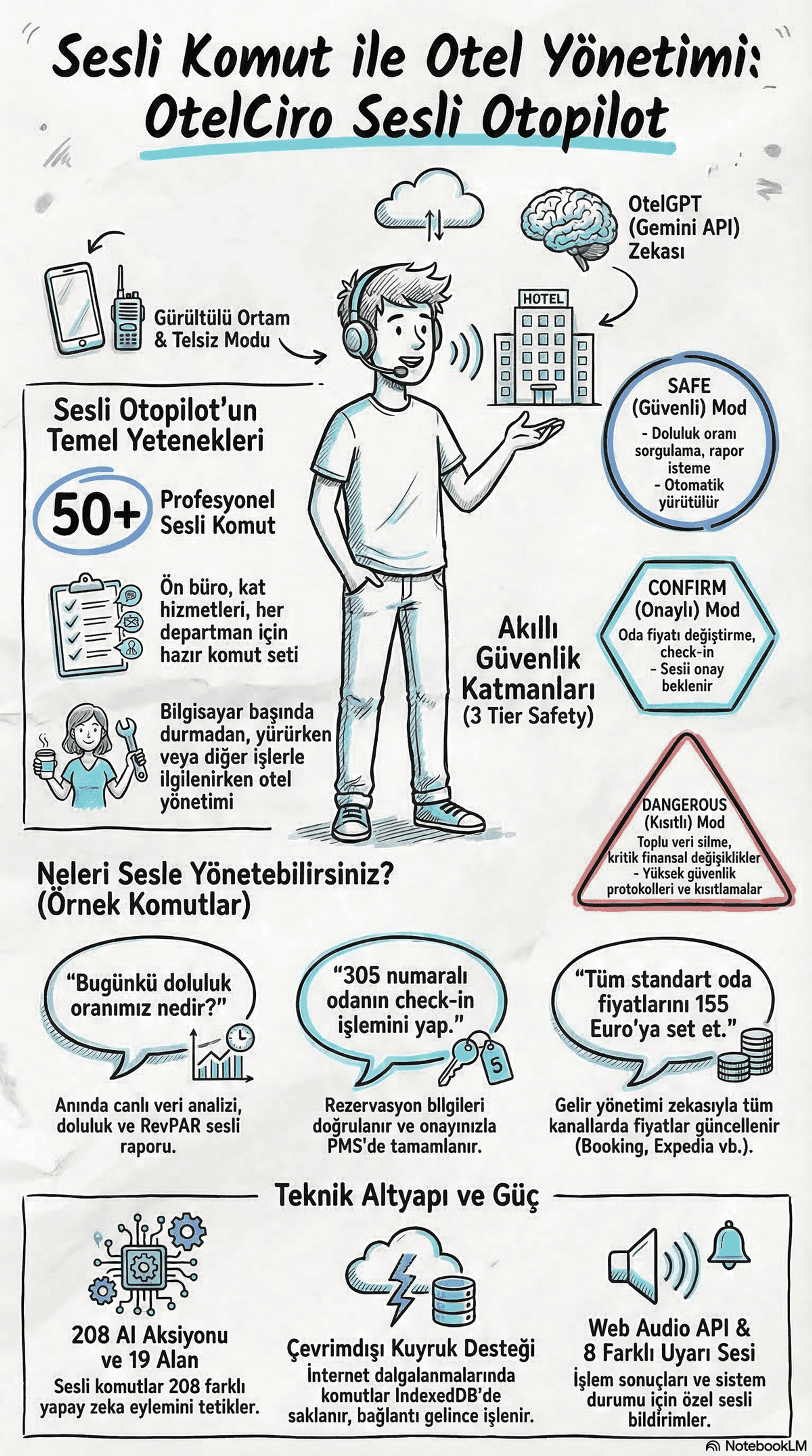 Sesli Komut ile Otel Yönetimi İnfografiği