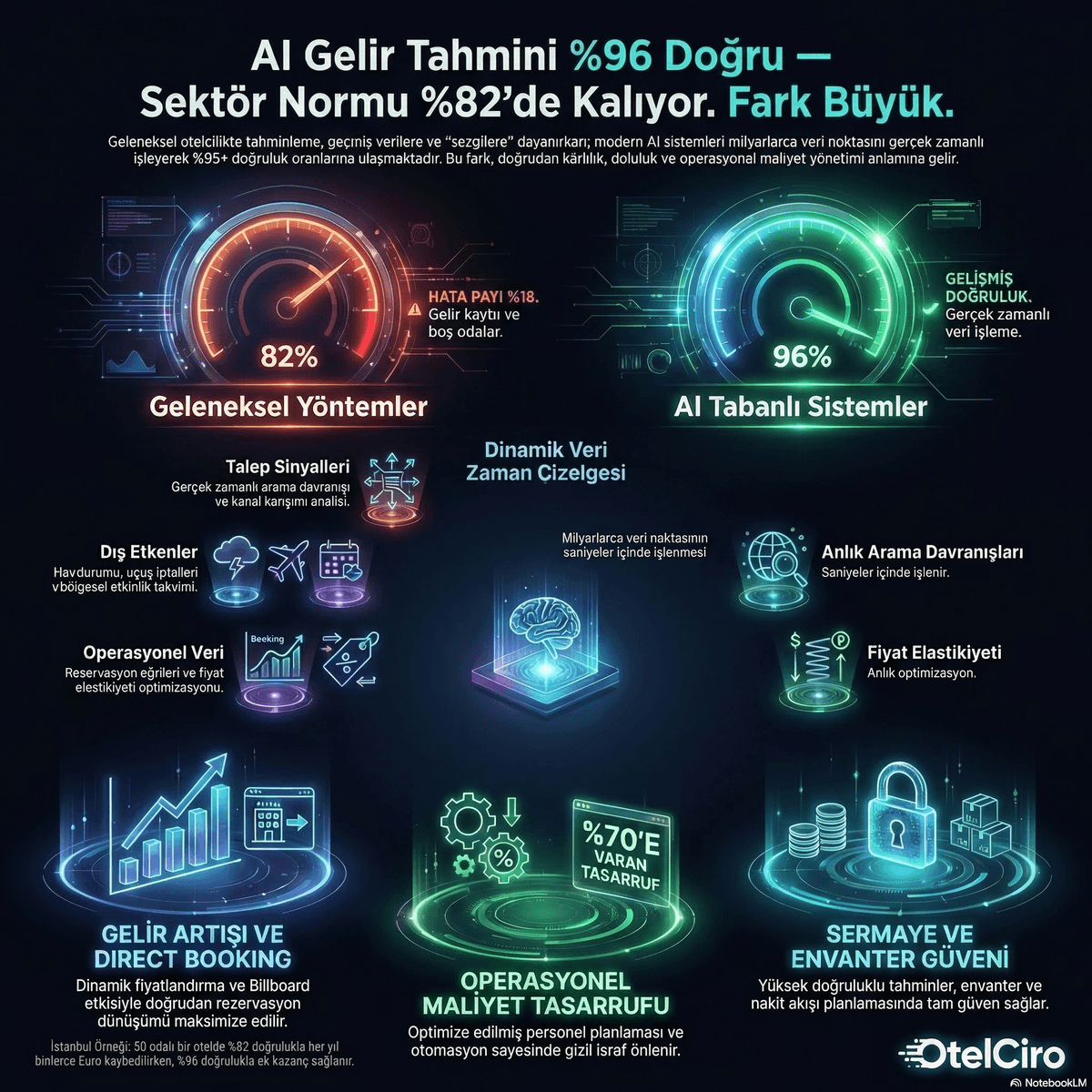 AI Gelir Tahmini: %96 Doğruluk ile Otel Gelir Yönetimi