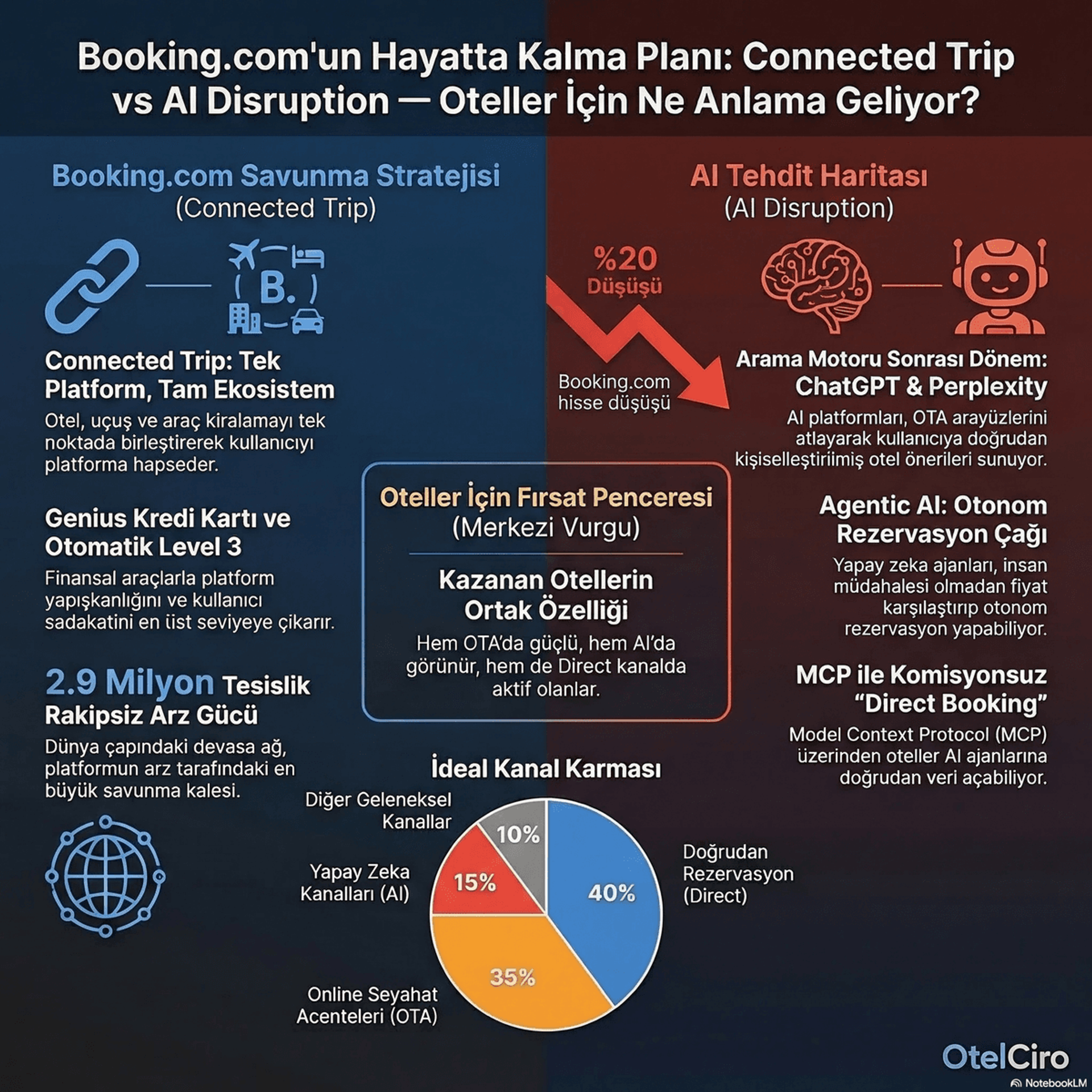Booking Connected Trip vs AI Disruption karşılaştırma infografiği