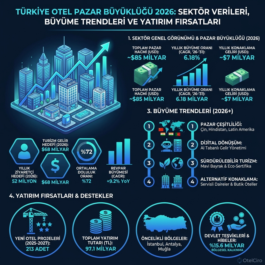 Türkiye Otel Pazarı Büyüklüğü 2026: Detaylı Analiz