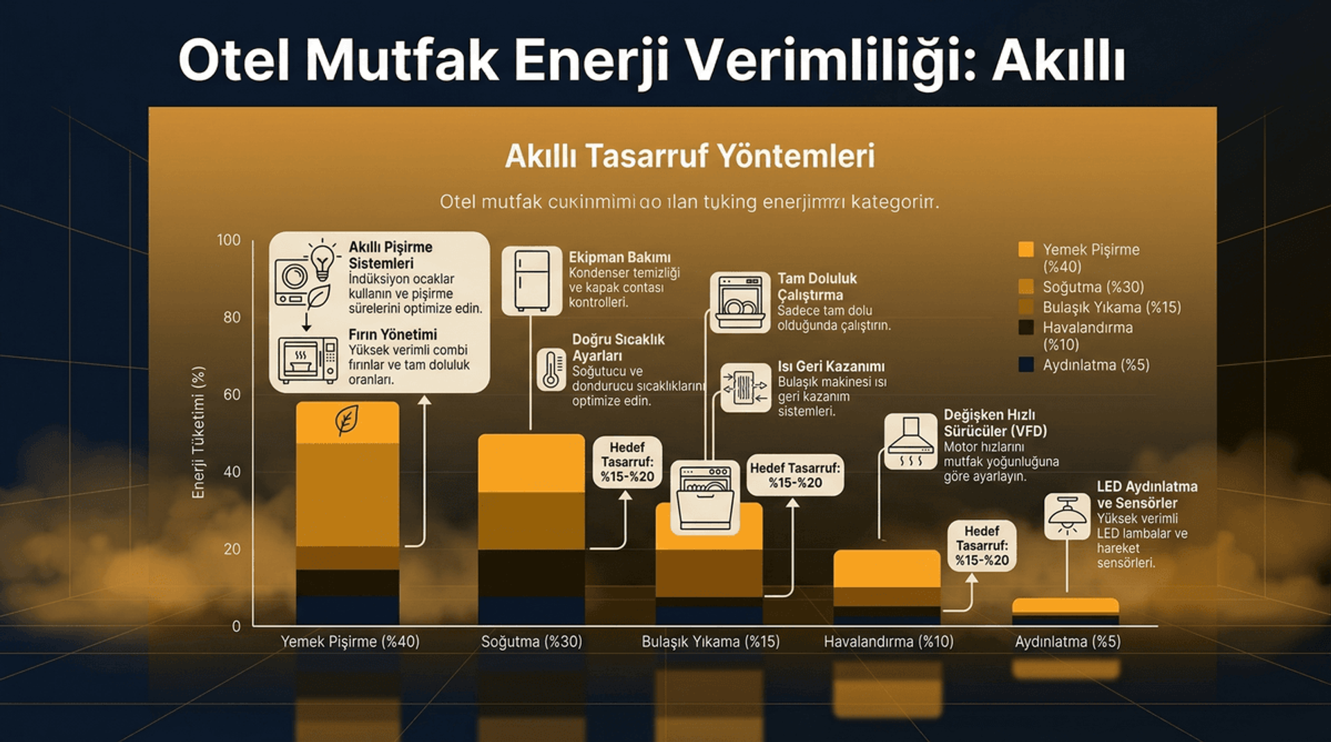 Otel Mutfak Enerji Verimliliği İnfografiği