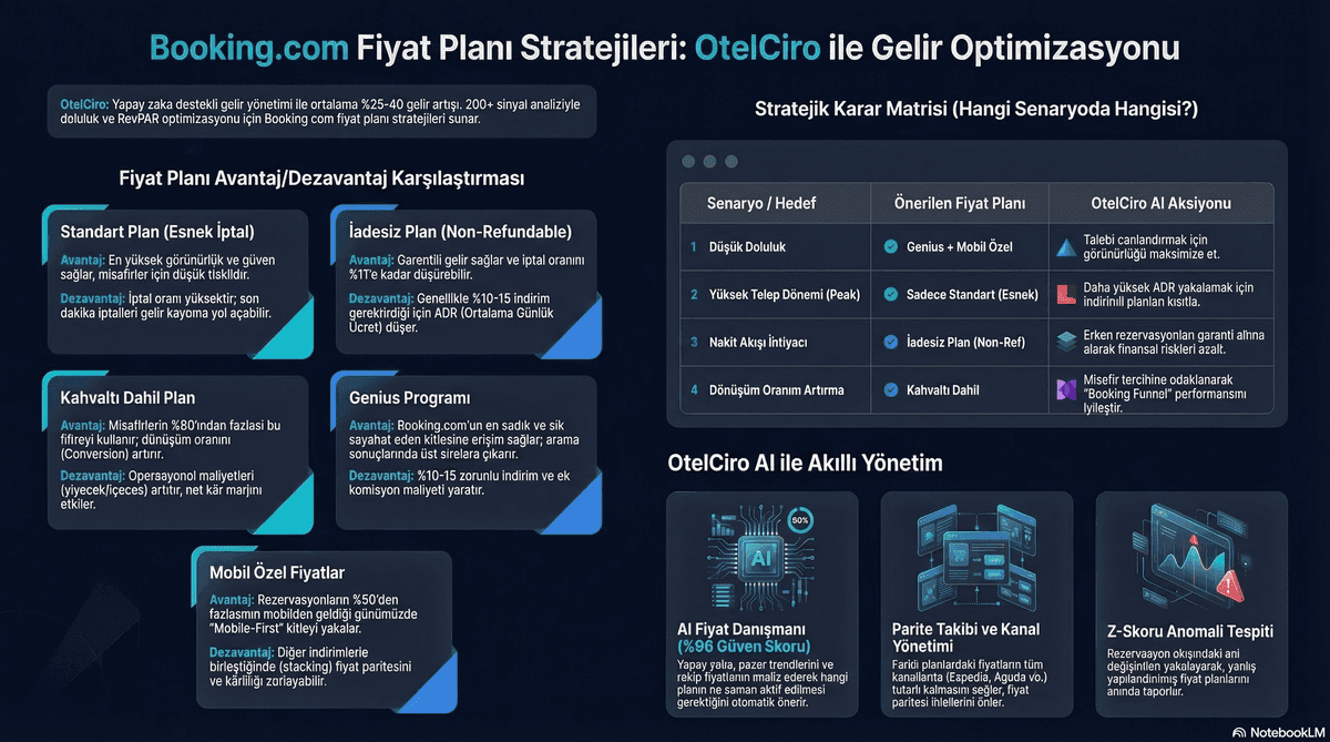 Booking.com fiyat planı çeşitleri ve stratejileri