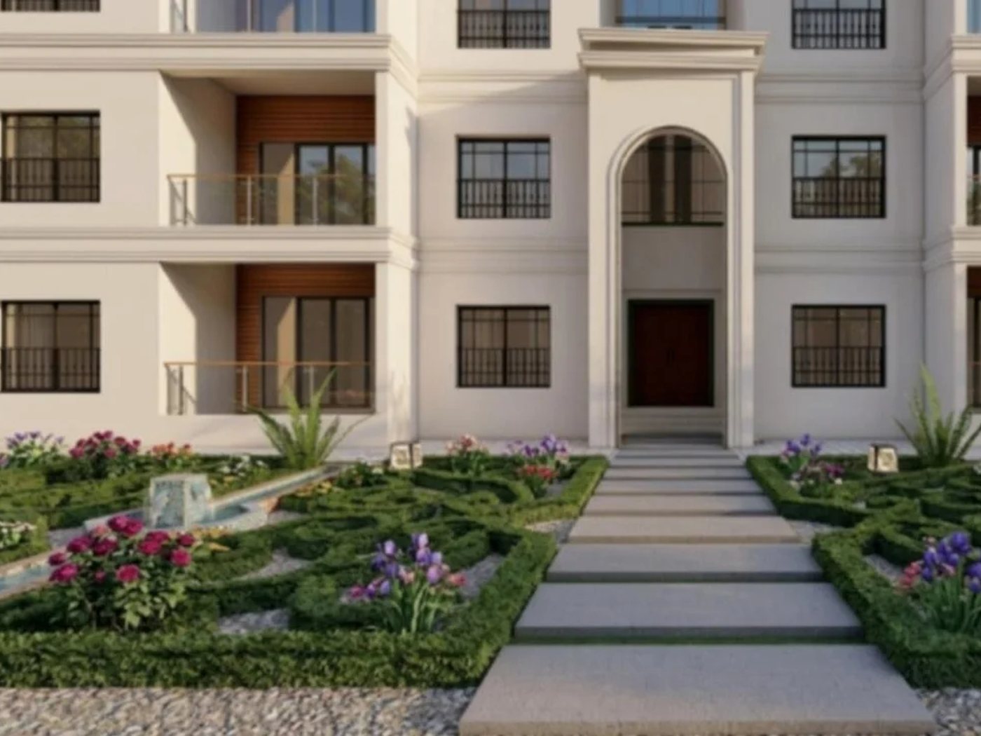 Landscaped entrance of the CAC residential building