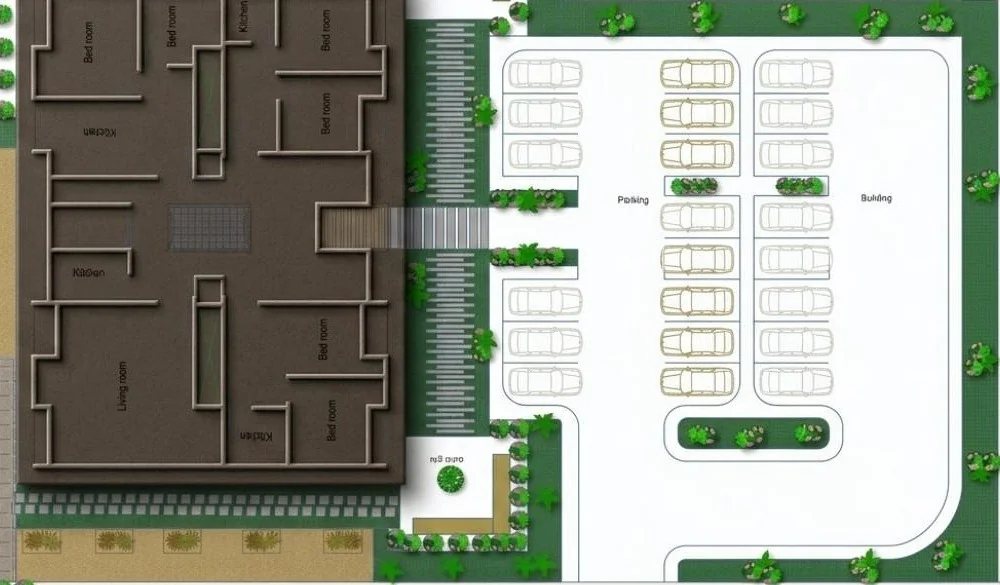 Site and apartment plan for the CAC residential building