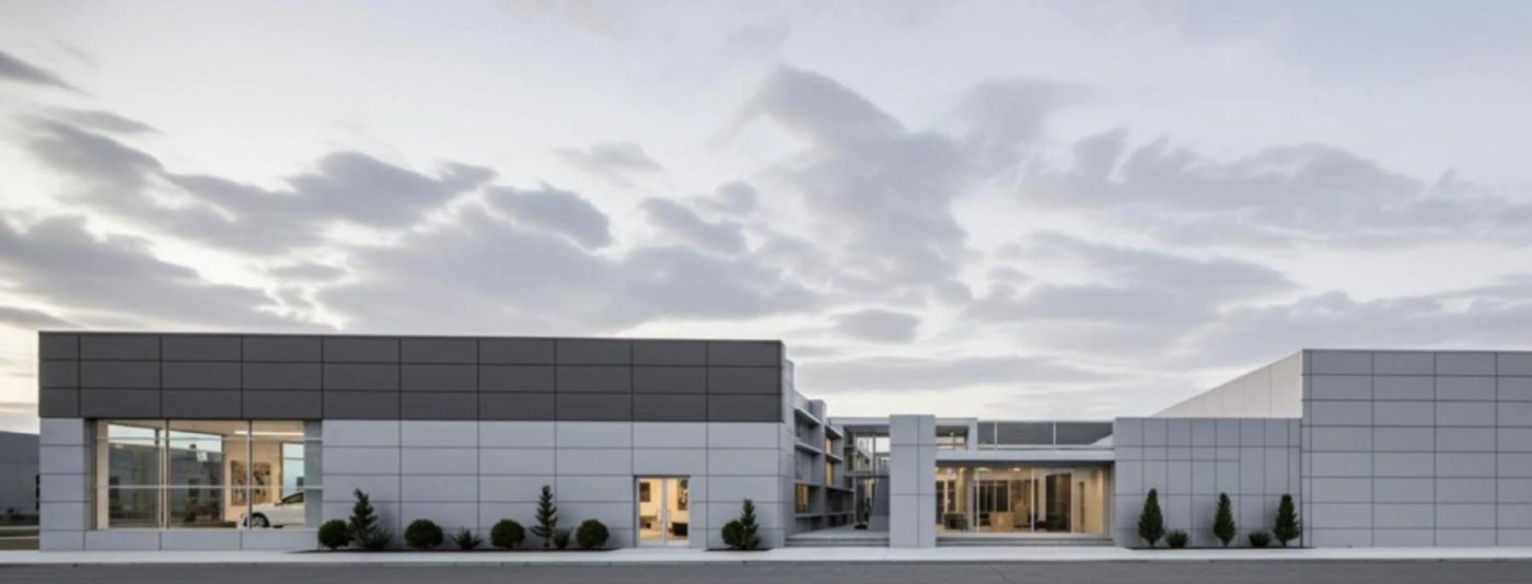 Secondary elevation of the AC REIS automotive showroom